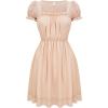 image:imageCharmian Womens Elegant Square Neck Puff Sleeve Aline Midi Dress with Lace HemApricot