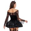 image:imageCharmian Womens Victorian Gothic Lace Shoulder Shrug with Long Bell SleevesBlack