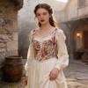 image:imageCharmian Womens Renaissance Floral LaceUp Bustier Corset Vest with ZipperBeige