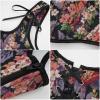 image:imageCharmian Womens Renaissance Floral LaceUp Bustier Corset Vest with ZipperBlack