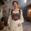image:imageCharmian Womens Renaissance Floral LaceUp Bustier Corset Vest with ZipperBlack