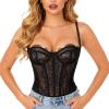 image:imageCharmian Womens Y2K Spaghetti Strap Lace Mesh Bustier Corset Going Out TopsBlack