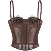 image:imageCharmian Womens Y2K Spaghetti Strap Lace Mesh Bustier Corset Going Out TopsBrown