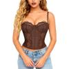 image:imageCharmian Womens Y2K Spaghetti Strap Lace Mesh Bustier Corset Going Out TopsBrown