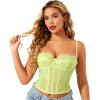image:imageCharmian Womens Y2K Spaghetti Strap Lace Mesh Bustier Corset Going Out TopsChartreuse