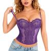 image:imageCharmian Womens Y2K Spaghetti Strap Lace Mesh Bustier Corset Going Out TopsPurple