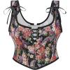 image:imageCharmian Womens Renaissance Floral LaceUp Bustier Corset Vest with ZipperBlack