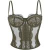 image:imageCharmian Womens Y2K Spaghetti Strap Lace Mesh Bustier Corset Going Out TopsOlive Green