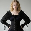 image:imageCharmian Womens Gothic Victorian Ruffled Trim Sheer Long Sleeve Bolero Shrug