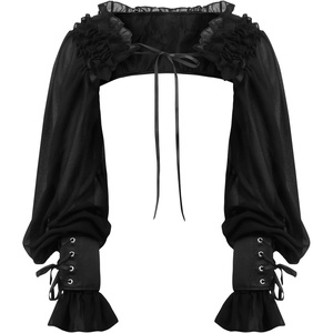 image:imageCharmian Womens Gothic Victorian Ruffled Trim Sheer Long Sleeve Bolero Shrug