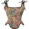 image:imageCharmian Womens Renaissance Floral Lace Up Bodice Corset Vest with Zipper