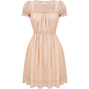 image:imageCharmian Womens Elegant Square Neck Puff Sleeve Aline Midi Dress with Lace Hem