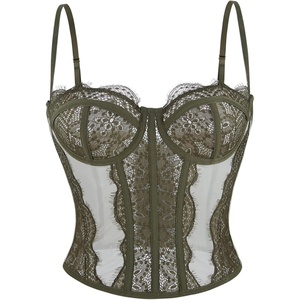 image:imageCharmian Womens Y2K Spaghetti Strap Lace Mesh Bustier Corset Going Out Tops
