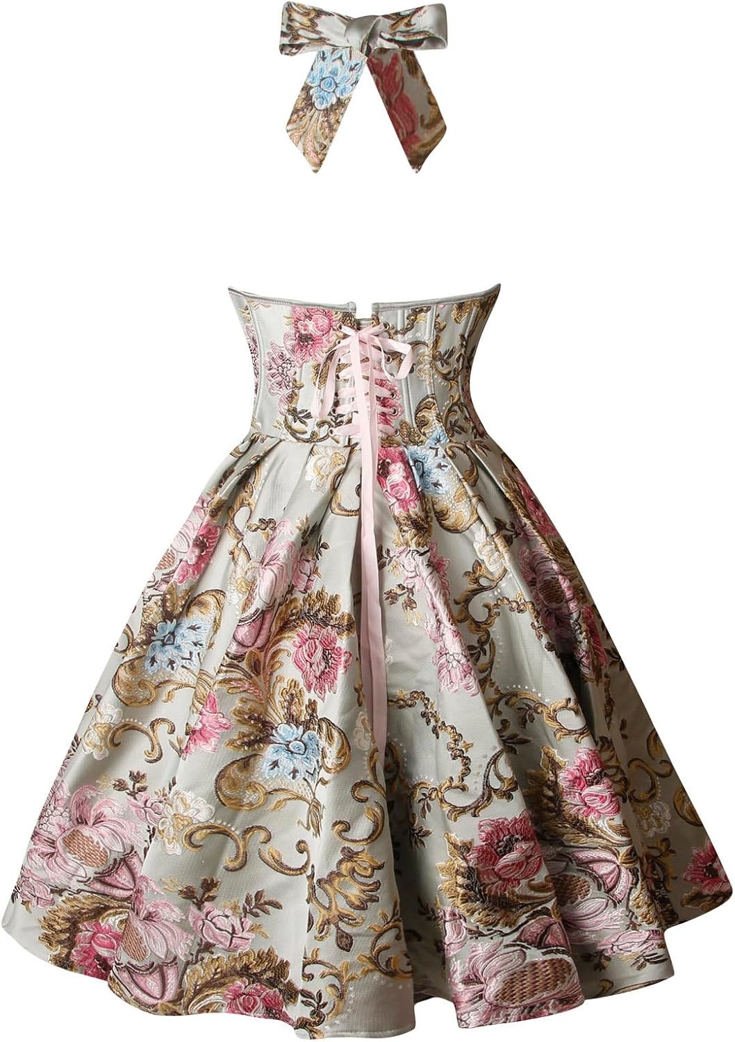 image:imageCharmian Womens 1950s Vintage Retro Sleeveless Swing Floral Halter Corset Dress