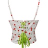 image:imageCharmian Womens Spaghetti Strap Boned Cherry Print Lace Up Corset Crop Top