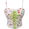 image:imageCharmian Womens Spaghetti Strap Boned Cherry Print Lace Up Corset Crop Top