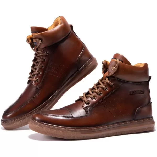 Arkbird Casual Sneaker Shoes Laceup Leather Chukka Boots for MenDark Brown1188