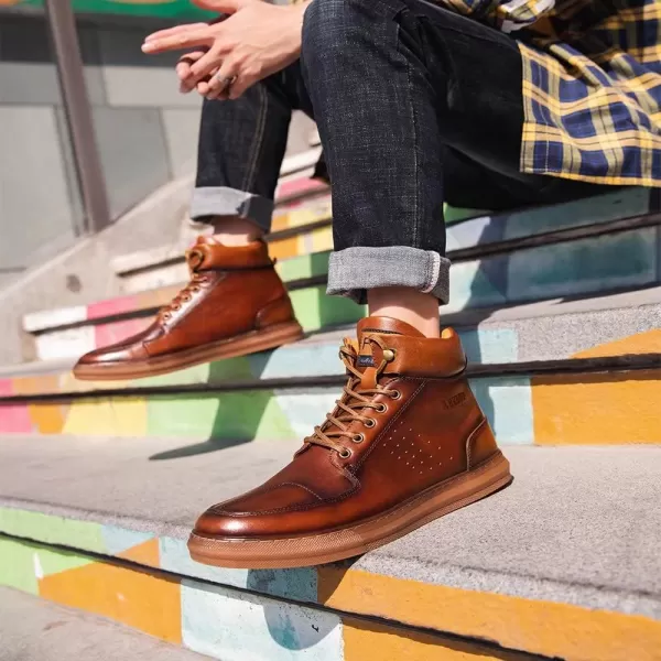 Arkbird Casual Sneaker Shoes Laceup Leather Chukka Boots for MenDark Brown1188