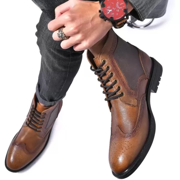 Arkbird Chelsea Ankle Boots for Men Genuine Leather Oxford Casual and Formal Dress Boot511 Brown