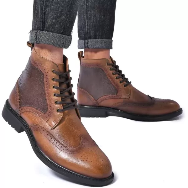 Arkbird Chelsea Ankle Boots for Men Genuine Leather Oxford Casual and Formal Dress Boot511 Brown
