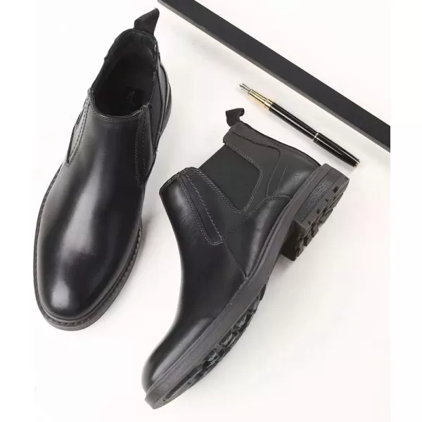 Arkbird Chelsea Ankle Boots for Men Genuine Leather Oxford Casual and Formal Dress BootBlack