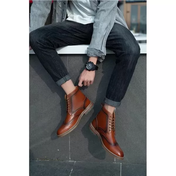 Arkbird Mens Chelsea Boots Stylish and Comfort Leather Chukka Ankle Boots with ZipperBrown 555
