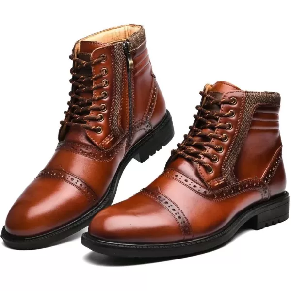 Arkbird Mens Chelsea Boots Stylish and Comfort Leather Chukka Ankle Boots with ZipperReddish Brown806