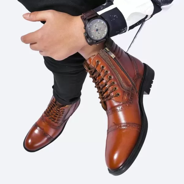 Arkbird Mens Chelsea Boots Stylish and Comfort Leather Chukka Ankle Boots with ZipperReddish Brown806