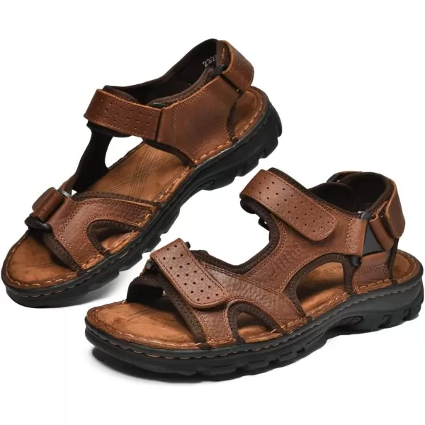 Arkbird Mens Sandals Closed Toe Leather Fisherman Outdoor Hiking Sport Shoes SummerBrown001
