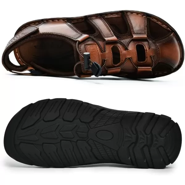Arkbird Mens Sandals Closed Toe Leather Fisherman Outdoor Hiking Sport Shoes SummerBrown71