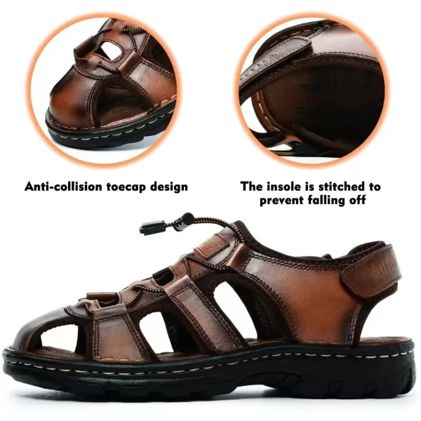 Arkbird Mens Sandals Closed Toe Leather Fisherman Outdoor Hiking Sport Shoes SummerBrown71