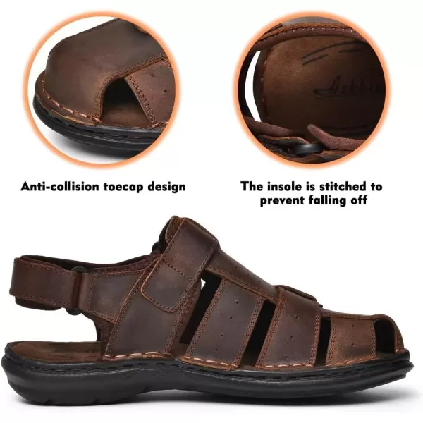 Arkbird Mens Sandals Closed Toe Leather Fisherman Outdoor Hiking Sport Shoes SummerCoffee85