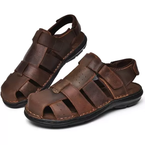 Arkbird Mens Sandals Closed Toe Leather Fisherman Outdoor Hiking Sport Shoes SummerCoffee85