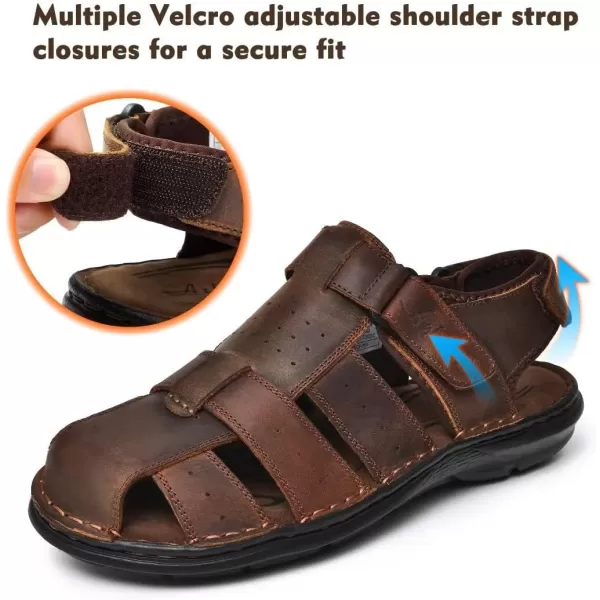Arkbird Mens Sandals Closed Toe Leather Fisherman Outdoor Hiking Sport Shoes SummerCoffee85
