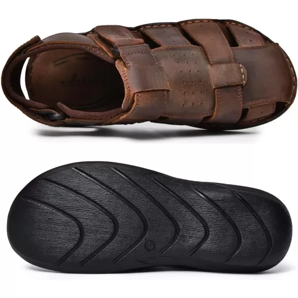 Arkbird Mens Sandals Closed Toe Leather Fisherman Outdoor Hiking Sport Shoes SummerCoffee85