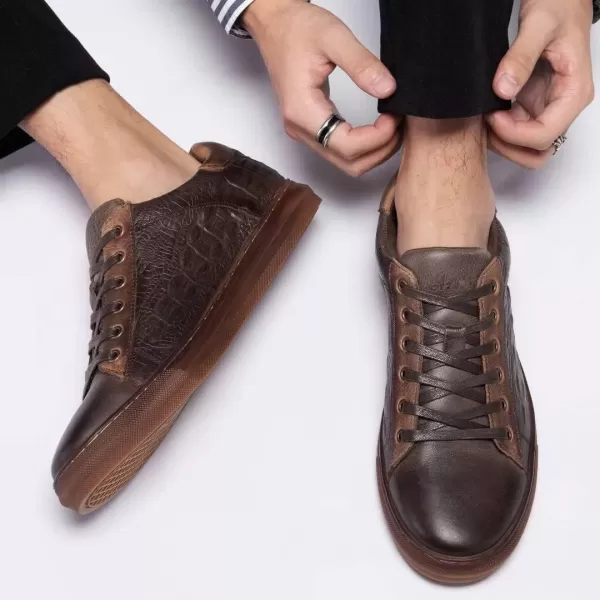 Fashion Sneakers Originals Casual Laceup Oxford Shoes for MenDark Brown Emboss105