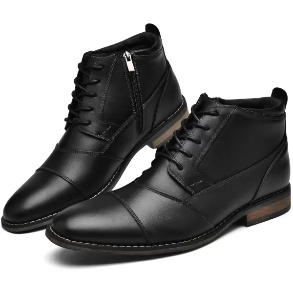 Mens Fashion Oxford Dress Boots Leather Chukka Ankle Boot Business Work Daily Shoes for MenBlack218