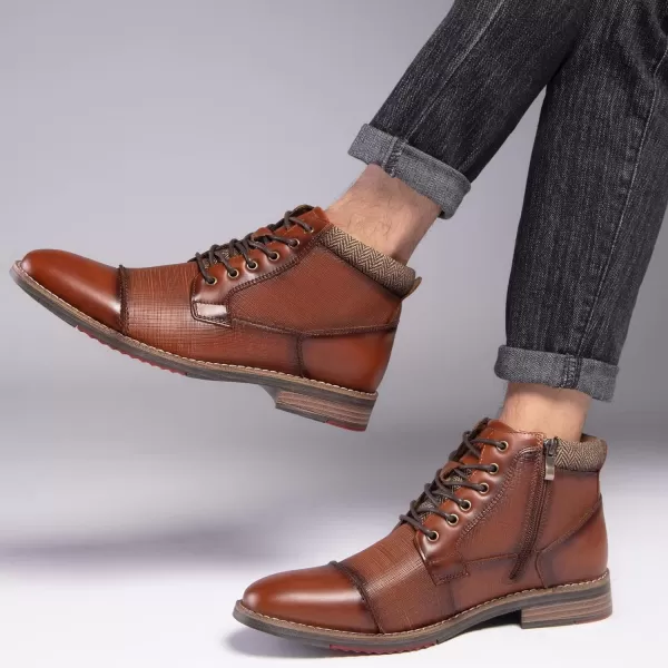 Mens Fashion Oxford Dress Boots Leather Chukka Ankle Boot Business Work Daily Shoes for MenEmbbrown889