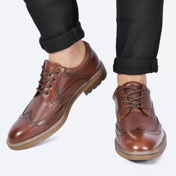 Mens Oxford Casual LaceUp Dress ShoesBrownish588