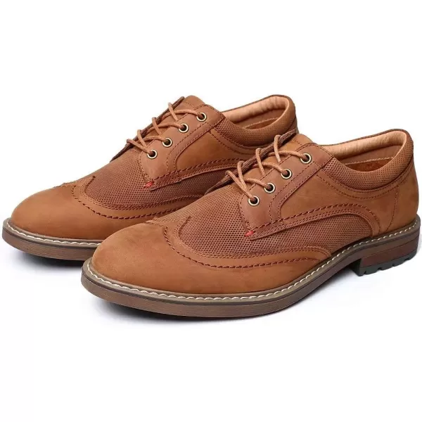 Mens Oxford Casual LaceUp Dress ShoesWingtipapricot