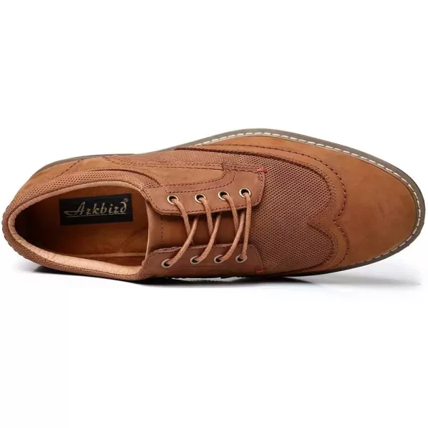 Mens Oxford Casual LaceUp Dress ShoesWingtipapricot