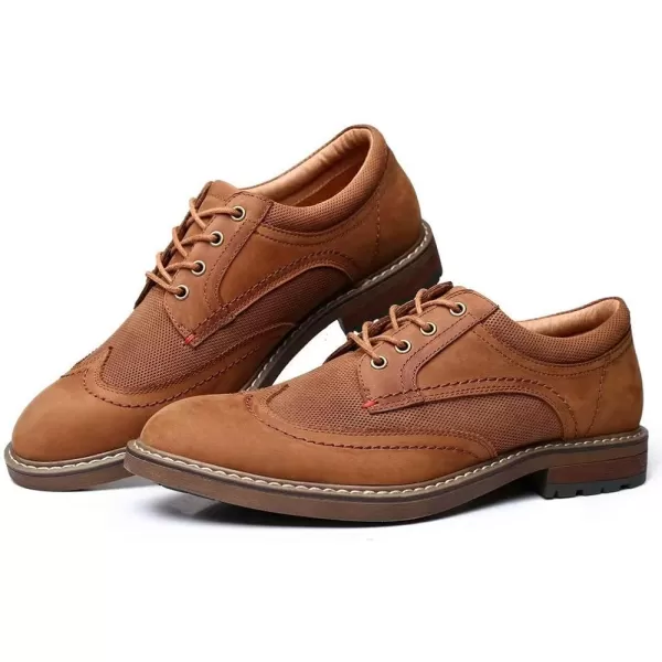 Mens Oxford Casual LaceUp Dress ShoesWingtipapricot