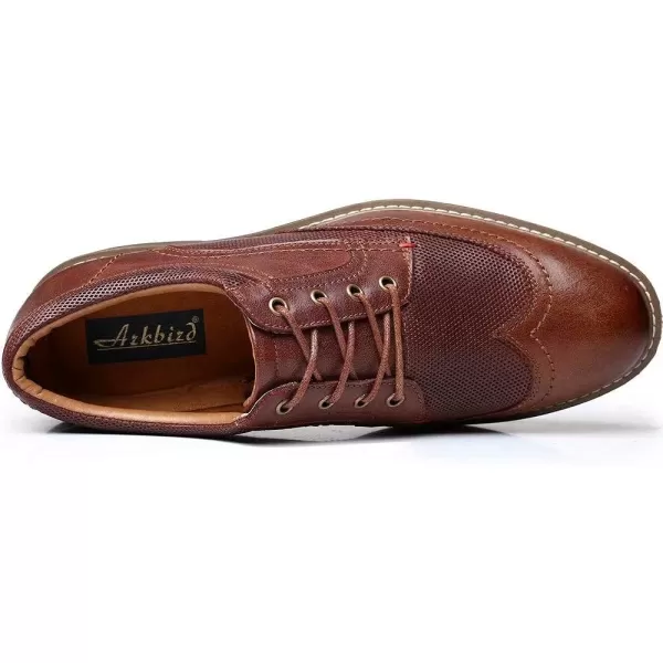 Mens Oxford Casual LaceUp Dress ShoesWingtipbrown