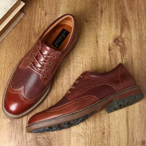 Mens Oxford Casual LaceUp Dress ShoesWingtipbrown