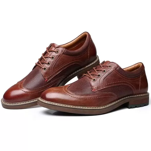 Mens Oxford Casual LaceUp Dress ShoesWingtipbrown