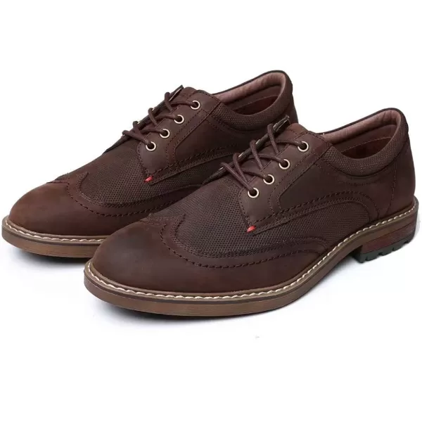 Mens Oxford Casual LaceUp Dress ShoesWingtipcoffee