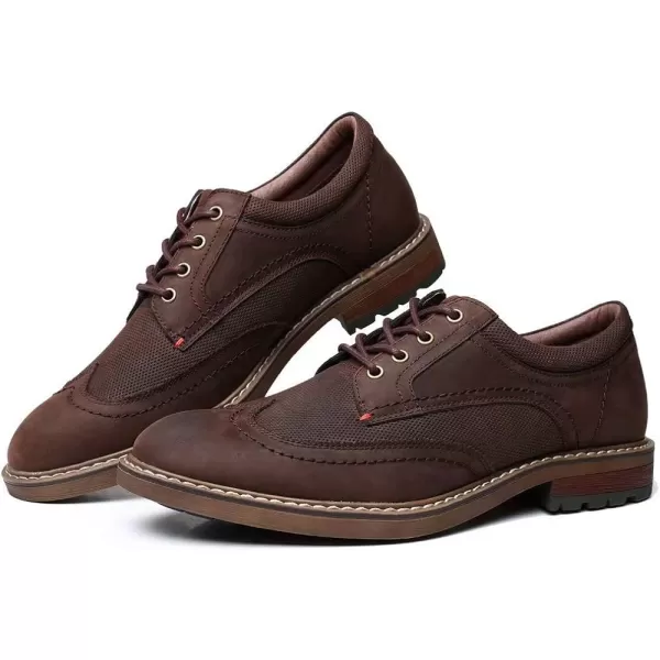 Mens Oxford Casual LaceUp Dress ShoesWingtipcoffee
