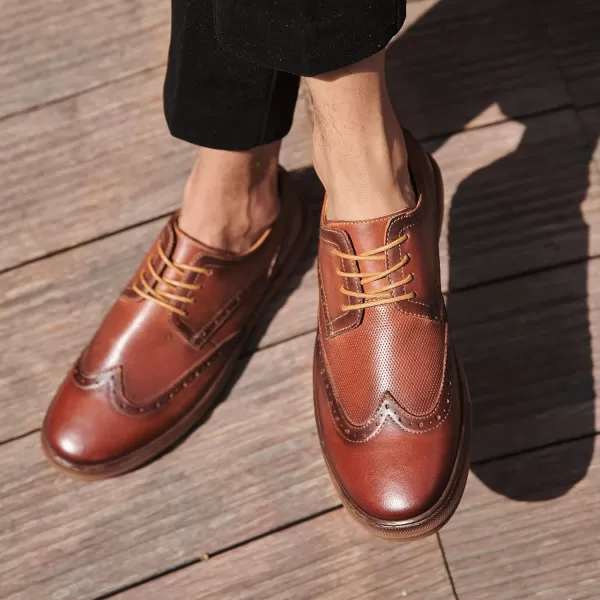 Mens Oxford Dress Shoes Classic Fashion Genuine Leather Business Work Shoe for MenBrown 962