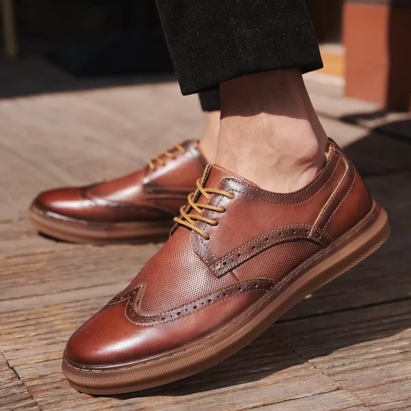 Mens Oxford Dress Shoes Classic Fashion Genuine Leather Business Work Shoe for MenBrown 962