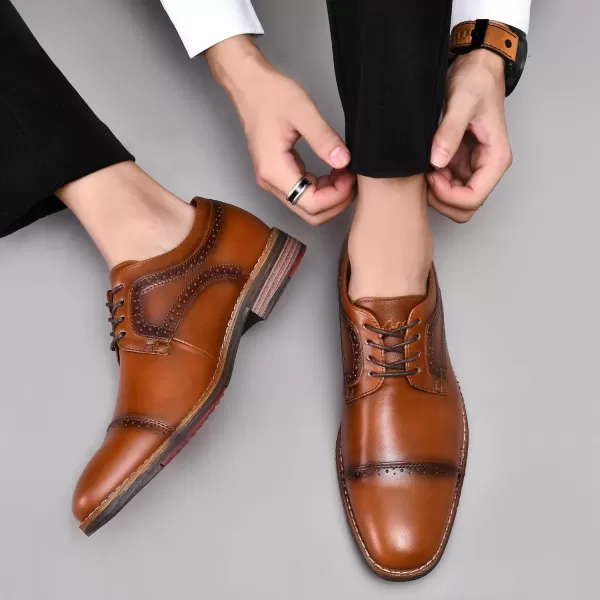 Mens Oxford Dress Shoes Classic Fashion Genuine Leather Business Work Shoe for MenBrown315